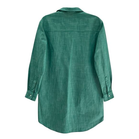 Frank & Eileen Mary Classic Shirtdress in Green 100% Cotton Size XS Mini Length - Picture 5 of 10